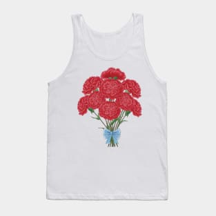 Carnation Bouquet Blue Ribbon Tank Top